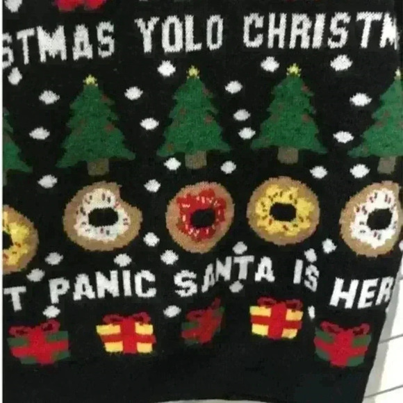 ❤️ H&M Divided Ugly Christmas Sweater Unisex Large YOLO  Donut Panic, It’s Santa - Picture 2 of 2